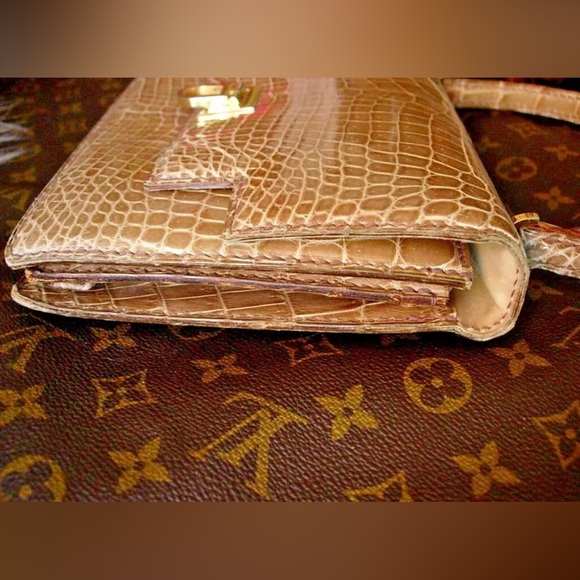 RARE Vintage GUCCI Crocodile Alligator KELLY Handbag Purse Bag  PRETTY Accessory - Picture 3 of 13